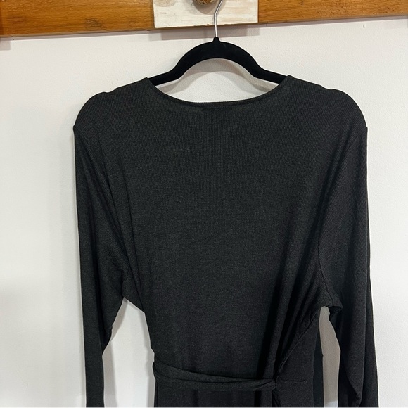 J.Jill Charcoal Ribbed Knit Wrap Dress - Picture 11 of 15